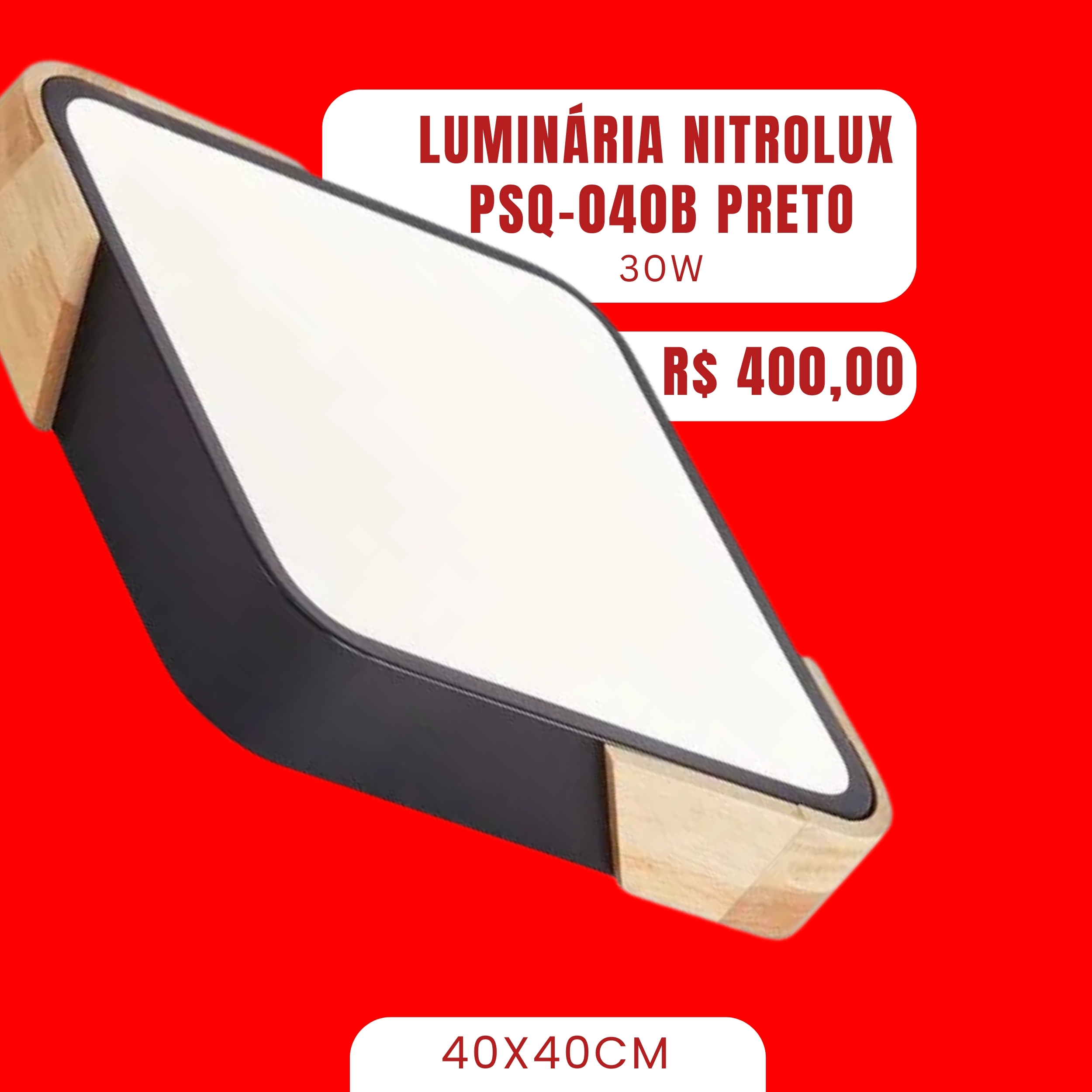 LUMINARIA NITROLUX PSQ-040B PRETO 30W